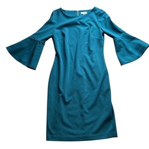 Calvin Klein Teal Bell Sleeve Dress